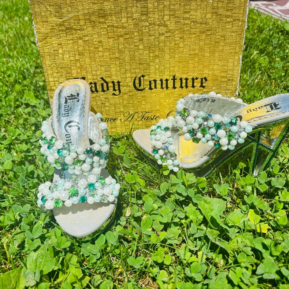 Lady Couture Green Beaded Sandals